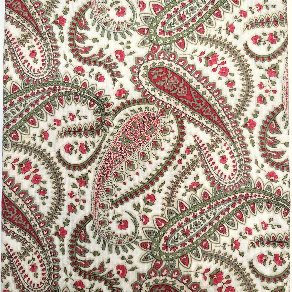 1-1/8yd Moda Fabrics Poinsettia Plaza 3 Sisters Paisley Red Green Fabric 44292